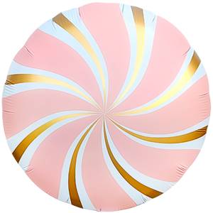 18" Круг, Леденец розовый/золото сатин (Китай) / 26806