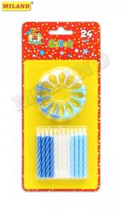Свечи д/торта с подст. "Синяя гамма" 24 шт.