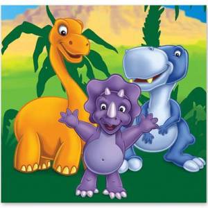 Салфетки бумажные "Динозаврики"33 см 12 шт