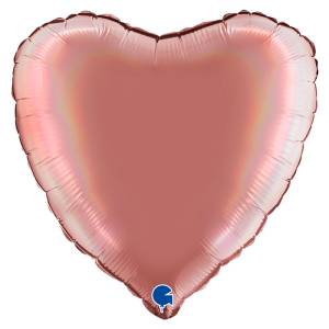 18" Сердце Розовый Платина гологр (Grabo)
