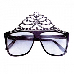Очки Корона черные с блестками