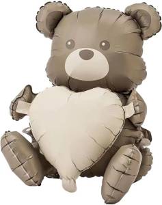 3D Сидячий мишка с сердцем, сатин 26" / Китай 24396