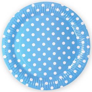 Тарелка  "Точки голубые" 9", 6 шт.