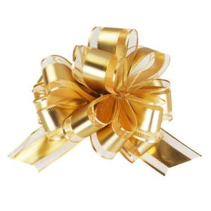Текстильный бант-шар Широкая полоса, Золото 15 см./6231138