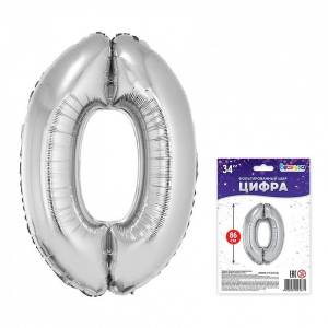 Цифра "0" - серебро в упак 34" / Китай