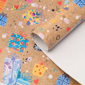 Упак. бумага "Подарки" 99*68 см, 5 листов /Ч450651