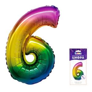 Цифра "6" Радуга 16"/ Китай