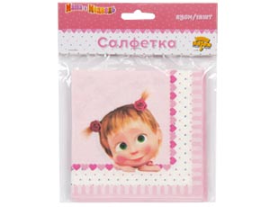 Салфетки бумажные "Маша Сердца" 25 см 12 шт. 1502-3258