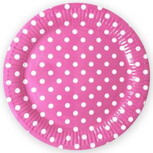 Тарелка  "Точки розовые" 9", 6 шт.