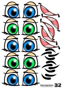 Наклейки "Глаза Рты №32"(5 комплектов на листе)/1960-32