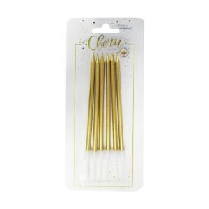 Свечи античное золото с держателями 6шт, 10см 183542