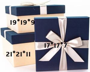 Коробка 19*19*9 см. Жемчужный бант, Синий /Д10103К.084