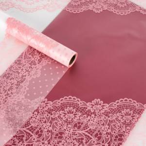 Пленка матовая "Кружево" розовая 57 см*10 м. / УТ-88053038