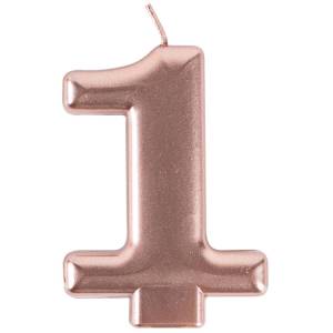 Свеча-цифра "1" Розовое золото 8 см / 1502-6115