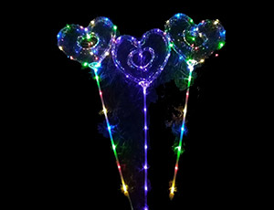 Шар 18" сердце ажур светящийся LED BOBO на палочке /1204-0853