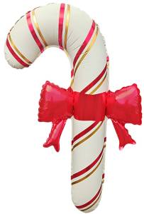 30" Леденец трость белый/красный, Красный бант (надув воздухом) (Китай) / 26801