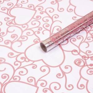 Пленка прозрачная "Сердечки" нежно-розовый 70 см., 200 гр../ 88003139