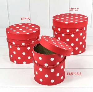 Коробка цилиндр 18*17 см "Белые точки" красный - 720112/43