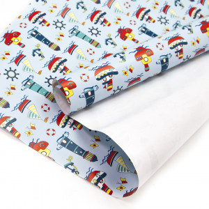 Упак.бумага "Кораблики" голубая 0,7*1 м./34026/1