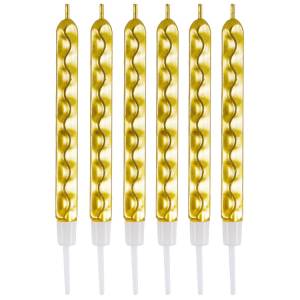 Свечи "Цунами" золото 10 см., 6 шт. / 1502-6821