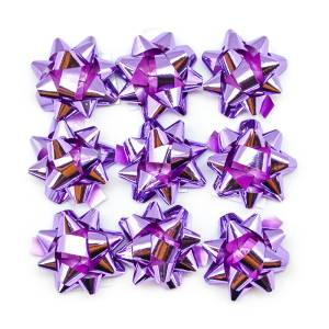 Бант-звезда, сиреневый металл 4 см, 10 шт./17823