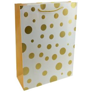 Пакет Золотые круги на белом 31*42*12 см. / 134-С-WKA
