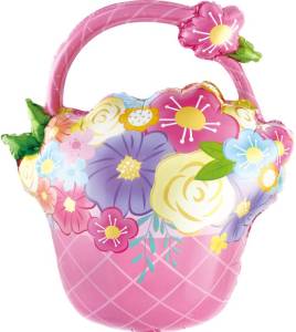 Цветочная корзинка, розовая 27" (Китай)/19838