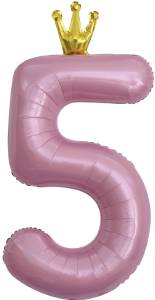 40" Цифра "5" Розовая, Золотая корона / Китай 131195