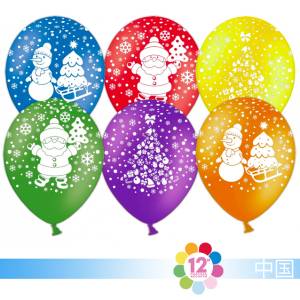 Новый год (дед мороз,елочка,снеговик), ассорти пастель 12" (Китай) 