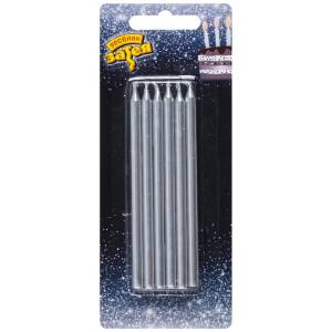 Свеча д/торта Серебряные 10 см 12 шт / 1502-5231