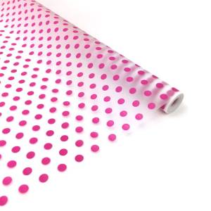 Пленка Горошек на  матовой ЯРКО-РОЗОВЫЙ 60 см*10 м./1140-70