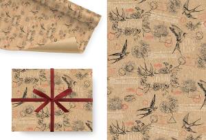 Крафт-бумага "Ласточки" 100*70 см, 5 листов /Ч44693