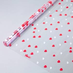 Пленка упаков. Сердечки Красный/белый 70 см*8 м / 73103