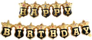 Гирлянда "Happy Birthday" Короны черн/золото 2 шт в уп./19907