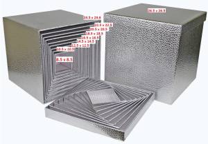 Коробка 24.5*24.5 см Куб Кожа Серебро / SY 601-Silver