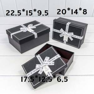 Коробка 20*14*8 см  с белым бантом черная