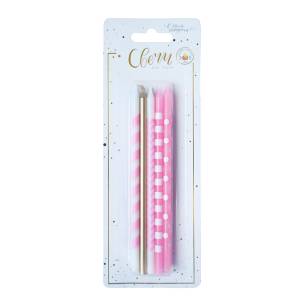 Свечи тортовые классические "Микс" Розовый/Золото 10 шт, 15 см/ 627100G