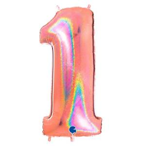 Цифра "1" - Розовое золото голография в упак. /Grabo                     