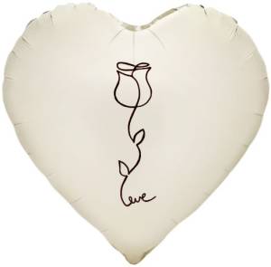 18" Сердце, Роза кремовый сатин / Китай 25115