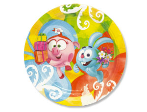 Тарелка "Смешарики Акварель" 17 см. 8 шт.