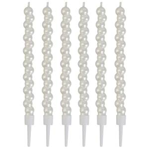 Свечи "Пузыри" белый перламутр 10 см. 6 шт. / 1502-6724