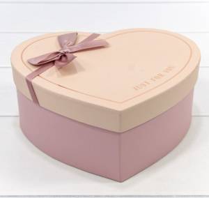 Коробка сердце 16,2*14,3*6 см "JUST FOR YOU" пудровая с бантом