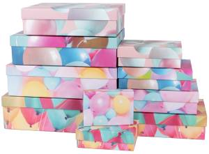 Коробка 22*16*6,5 см. "Воздушные шары" с блестками / 504522