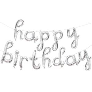 Набор шаров-букв мини Happy Birthday Серебро 17"/ 19004
