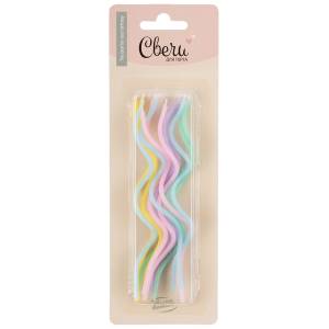 Свечи Коктейльные "Тонкие спирали"  ассорти макарунс 15 см, 12 шт./183556