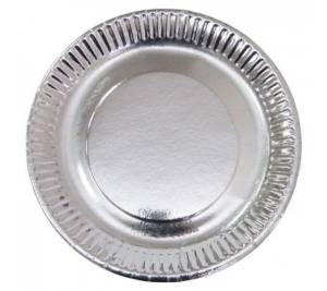 Тарелки однотонные серебро 6шт 9дюймов