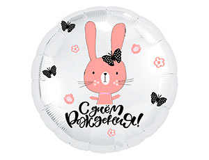 18" Круг, С ДР Зайка с бабочками (Россия) /1202-2895
