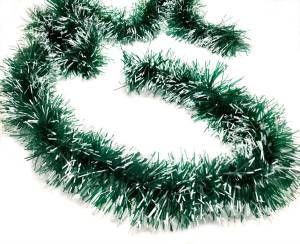 Мишура "Заснеженная" темно-зеленая с белым 2 м* 9 см. (Китай) 183010