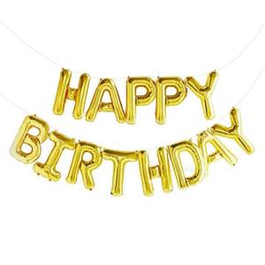 Набор шаров-букв Happy Birthday золото