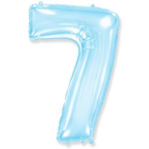 Цифра "7" Голубая 102 см с гелием 